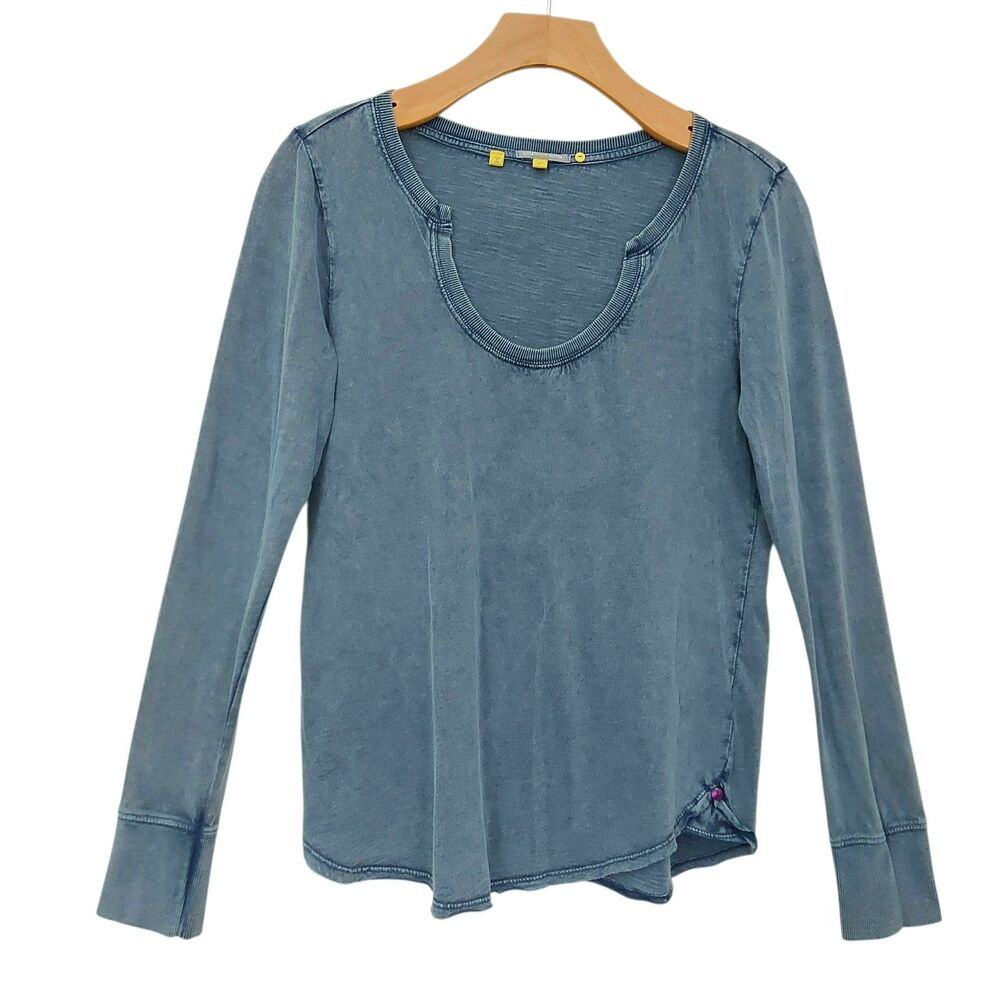 Anthropologie Little Yellow Button Top Womens Small Blue Cotton Casual Bohemian